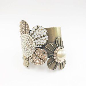 Sparkly Costume Cuff Bracelet with flowers / wide